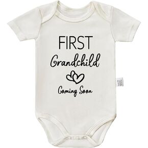 First Grandchild Coming Soon Bodysuit, Pregnancy Baby Announcement 0-24 Month Gender Neutral Infant Clothes