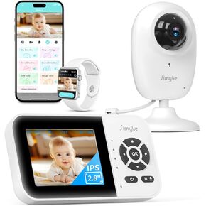 Dual Mode Baby Monitor,1080p Video APP,2.8'' IPS Screen,10-Hour Streaming,Smart AI Humanoid&Cry Detection,Camera&Audio,Two-Way Talk,Night Vision,Lullaby,1500ft Long Range,Video playback&storage