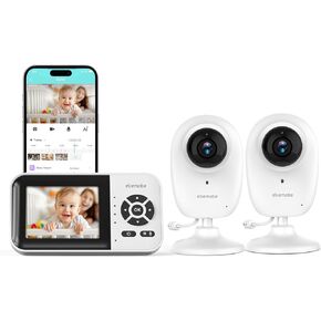 Ebemate Smart Video Baby Monitor مع كاميرا 2 ، عرض 2.8 بوصة مع 1500 قدم طويلة المدى ، واي فاي ON/OFF ، 1080 بكسل NO GLOW NIGH