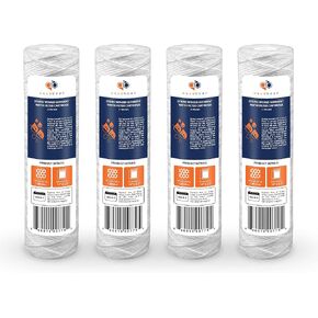 Aquaboon Whole House 1 Micron String Wound Water Filter 10 x 2.5 Cartridge for Well Water Filter Replacement Compatible with WHKF-WHSW, AP110, 6-Pack