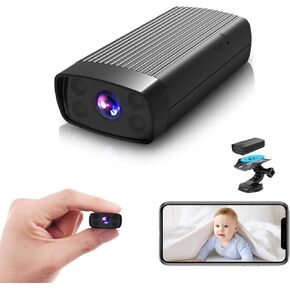 Portable Mini Camera, Wireless WiFi Cam with Motion Detection,Night Vision,App Control, Cloud & SD Storage, Surveillance Camera for Indoor Outdoor（Black）