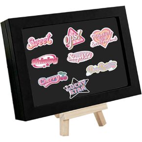 Chris.W Pin Display Case with Wood Frame, Dustproof Shadow Box Pin Storage Containers, Black Pin Collection Holder for Enamel Pin, Military Medals, Jewelry Pins, Pin Badge Collection, Rings (Black-S)