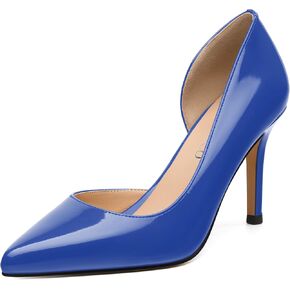 MODENCOCO High Heels for Women Pointed Toe Stiletto Pumps Classic Closed Toe Slip On Heels Patent Porm Party Wedding Dress Shoes 3 Inch
