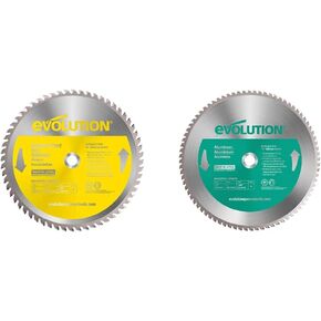 Evolution Power Tools 14BLADESS Stainless Steel Cutting Saw Blade, 14-Inch x 90-Tooth (Yellow) and Evolution RAGE355BLADE- 14" Multi-Material Blade (Silver)