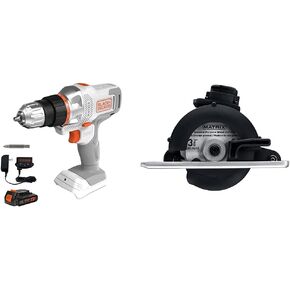 BLACK+DECKER 20V MAX MATRIX Cordless Drill/Driver Kit, White and Orange with Matrix Attachment, Trim Saw (BDCDMT120WC1FF & BDCMTTS)