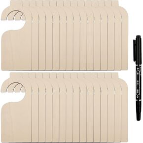 30 Pcs Blank Wooden Clothing Rack Divider, Closet Blank Organizers Hanger Separators Hanging Closet Divider with Marker Pen for Clothes Separators Organizer.
