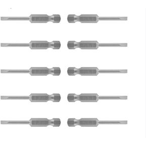 Auniwaig Slotted Tip Magnetic Flat Head Screwdriver Bits, SL3 Slotted Tip Flat Head Screw Driver Bit, 1/4-Inch Hex Shank S2 Alloy Steel Magnetic Screwdriver Drill Bit 1.97-Inch Length 10pcs