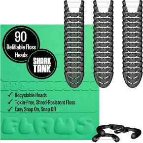 FLAUS Electric Flosser (Shark Tank) with 3 Speeds + 45 Replacement Heads - Easy Gliding Floss for Gentle Gum Care, Water Floss Alternative, Dentist Recommended Tooth Flossers, Eco Dental Floss Picks
