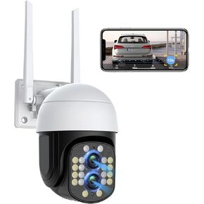 Camcamp 10X Hybrid Zoom Dual-Lens Security Camera Outdoor, 4MP 2K WiFi Surveillance Camera with Spotlight Color Night Vision, 360° Pan/Tilt, AI Motion Detection, Siren, 2-Way Talk, Cloud/SD Storage