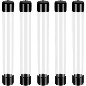AHANDMAKER 5Pcs Clear Rigid Plastic Tubing with Caps, 12 Inch/305mm Length Round Plastic Tubing, ID 0.91Inch Portable Storage Tube Polycarbonate Tube for Incense Sticks Beads Item Storage