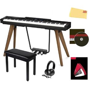 Casio Privia PX-S7000 Digital Piano - Harmonious Mustard Bundle with Bench, Stand, Triple Pedal Unit, Headphones, Piano Book, Online Piano Lessons, Austin Bazaar Instructional DVD, and Polishing Cloth