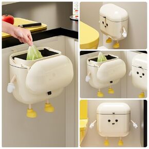 3.2gal/12L Compost Bin Kitchen for Counter Top or Under Sink, Plastic Hanging Trash Can with Lid, Wall Mounted Garbage Can for Bathroom, Office, RV