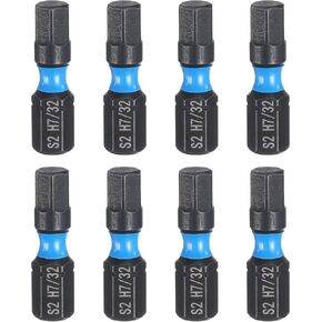 HARFINGTON 8pcs H3/16 SAE Hex Screwdriver Bit 1/4" Hex Shank 25mm/1" Length Magnetic Hexagon Head Hex Bits S2 Steel Screw Driver Bit Industrial Grade Electric Drill Bits