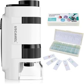 135x Mini Microscope and 50 Prepared Microscope Slides with Specimens