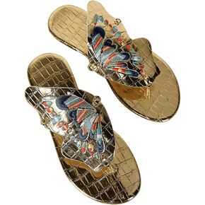 GORGLITTER Women's Butterfly Metallic Thong Sandals Open Toe Slip On Flip Flops Slippers
