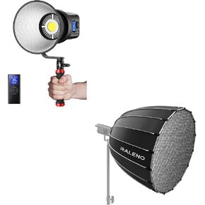 PLV-C80 COB Led Video Light and LS-Q90 90cm/35in Parabolic Softbox for Portraits, Video, Photography, Streaming, Video Recording