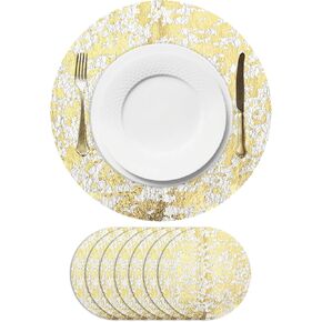 uxcell 8Pcs Red Disposable Round Placemats, 33cm/13 Metallic Glitters Foil Thin Mesh Table Mats Pressed Foil Table Doilies Decor for Party Weddings Christmas Thanksgiving