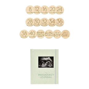 Pearhead Pregnancy Milestone Photo Props and Journal Set, Expecting Mom Gift