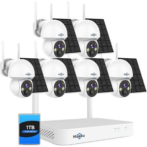 Hiseeu Wireless Solar Camera System Outdoor, 6PCS 4MP Home Battery Camera with 1T HDD