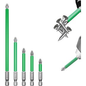 5Pcs Screwdriver Bit Set,S2 Alloy Steel Anti-Slip Drill Bit, Magnetic Impact Driver Bit Torque Screwdriver Waterproof Impact Batch Head for Electric Hand Tool