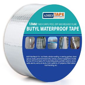 ADHES Extra Thick Butyl Tape 4 Inch x 16 Feet x 1.5mm – 50% Thicker for Superior Waterproof Sealing – Weatherproof Butyl Sealant Tape for RV Repairs, Roof Leaks, Window Seals, Pipe Seals, and More