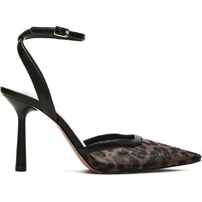 Mesh Kitten Heels for Women Closed Pointed Toe Slingback Buckle Strap Pumps Fashion Casual Dress High Heels