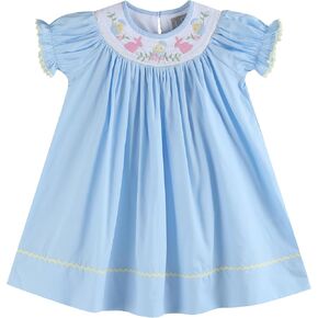 Baby and Girls Smocked Easter Bunny Bishop Dress