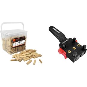 WEN 400-Piece Fluted Wood Dowel Variety Bucket + Milescraft JointMate Dowel Jig