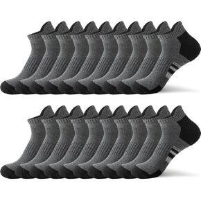JOYNÉE 10 Pairs Mens Athletic Ankle Socks Running Low Cut Socks for Men with Tab,White,Sock Size:13-15