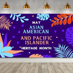 Asian American and Pacific Islander Heritage Month Party Banner AAPI Heritage Month Backdrop for Asian American and Pacific Islander Heritage Month Decorations, 43 x 71 inch, Blue