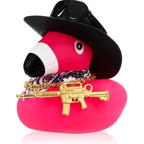 Sotiff Flamingo Rubber Duck Pink Flamingos Car Ornament with Sunglasses Neckerchief Cowboy Hat Gun and Necklace 2.17 x 2.17 x 2.36 Inches Rose Red Duck Car Dashboard Decoration Gift for Cool DIY