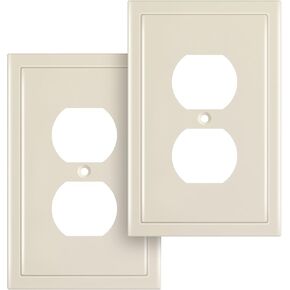Modern Edge Decorative Wall Plate Switch Plate Outlet Cover, Durable Solid Zinc Alloy (Single Duplex 2PK, Matte Black)