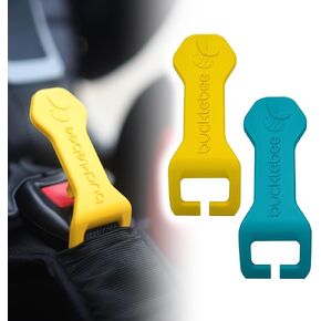 BUCKLEBEE Easy Car Seat Buckle Release Aid for Children Unbuckle Car Seat Release Tool - Button Pusher - Opener For Nails - (Yellow and Teal)