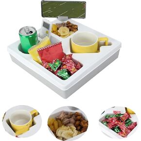 Couch Cup Holder Tray, Couch Cup Holder Tray,Portable Soft Silicone Sofa Caddy with Phone Holder for Bed, Sofa, Car,Snack Organizer Tray(White)