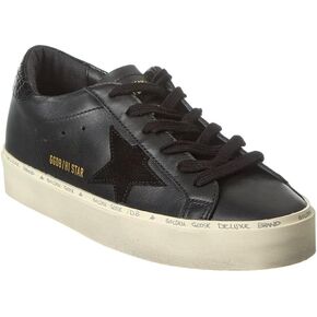 Golden Goose Women's Hi Star Nappa Upper Suede Star Cocco المطبوعة الكعب الجلدي ، الأسود ، 38 ، 7