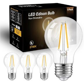 dalattin A19 Vintage LED Edison Bulbs, 60W Equivalent Light Bulbs, 5000K Daylight White, Clear Glass Filament Bulb, Efficient 8W, E26 Base, 800 LM, CRI80+, Non-Dimmable for Home, Farmhouse, 12 Pack