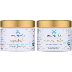 Era Organics Baby Healing Ointment & Nipple Butter – Organic Baby Balm for Eczema, Cradle Cap & Irritations + Breastfeeding Cream for Nursing Moms to Calm & Moisturize Chapped Skin (2 oz + 2 oz)