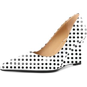 Eldof Wedges Heels for Women Pointed Closed Toe Slip On High Heel Wedges Shoes Sexy Wedding Dressy Pumps 3.5 Inches
