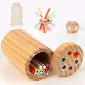 Montessori Sticks Toys for Baby 1-3 Years Old, Color Learning Sorting and Matching Games for Infants Boys & Girls, Montessori Sensory Developmental Toys, Wooden Busy Board for Toddlers Gifts