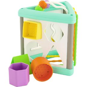 Infantino Activity Triangle & Shape Sorter with 4 Shapes, Bendy Bars, Maze Tracks & Spinning Gears for Infants & Toddlers 6M+