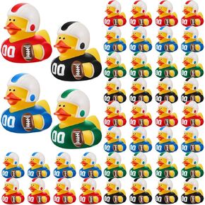 DEEKIN 24 Pcs Football Player Rubber Ducks Bulk 2 Inch 4 Color for Football Competition Gifts Birthday Party Favor Decoration