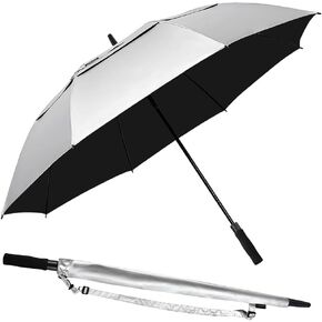 RUMBRELLA 55/62 Inch UV Golf Umbrella Large Oversize Double Canopy Vented Windproof Auto Open Stick Umbrella