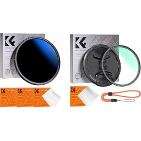 52mm Variable ND/MCUV/Lens Cap Kits (3Pcs) Neutral Density ND2-2000(1-11 Stops) MCUV Lens Proetction Filter with 18 Multi-Layer Coated for Camera Lens