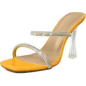 أعقاب Womens الواضحة أحزمة Rhinestone Clear هريرة كعب صافرة سترابي براقة