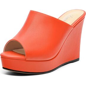 Women's Platform Heels Wedge Sandals Open Toe Slip on High Heels Comfortable Matte Mules Heeled Sandals Dressy Pumps Shoes
