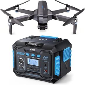 Ruko F11GIM2 Gimbal Drone with 3 Batteries, 96 Mins Flight Time and R299 Portable Power Station Combo, Power Supply for Charging Drones on Outdoor Camping, RVs, Hunting, Fishing
