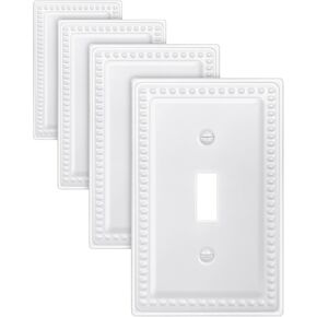 4-Pack Black Light Switch Covers, Decorative Beaded Switch Plate Covers, Metal Toggle Wall Plates, 1 Gang, 3.15" x 4.88", Midsize