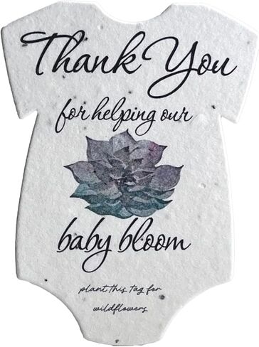 Of The Earth Infant Bodysuit Shape Thank You Baby Blooms Seed Paper 3" x 2" Set of 24 (Green) (Green) in Saudi Arabia
