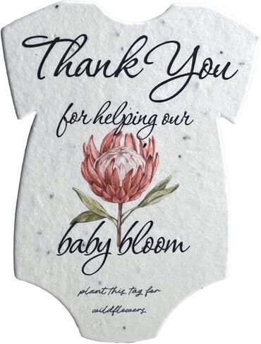 Of The Earth Infant Bodysuit Shape Thank You Baby Blooms Seed Paper 3" x 2" Set of 24 (Protea) in Saudi Arabia