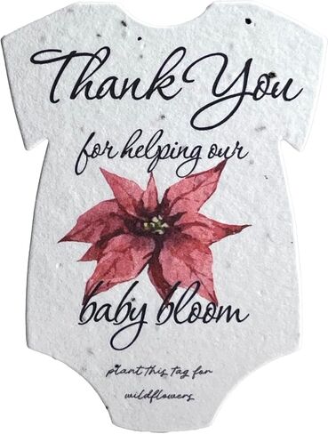 Of The Earth Infant Bodysuit Shape Thank You Baby Blooms Seed Paper 3" x 2" Set of 24 (Protea) in Saudi Arabia